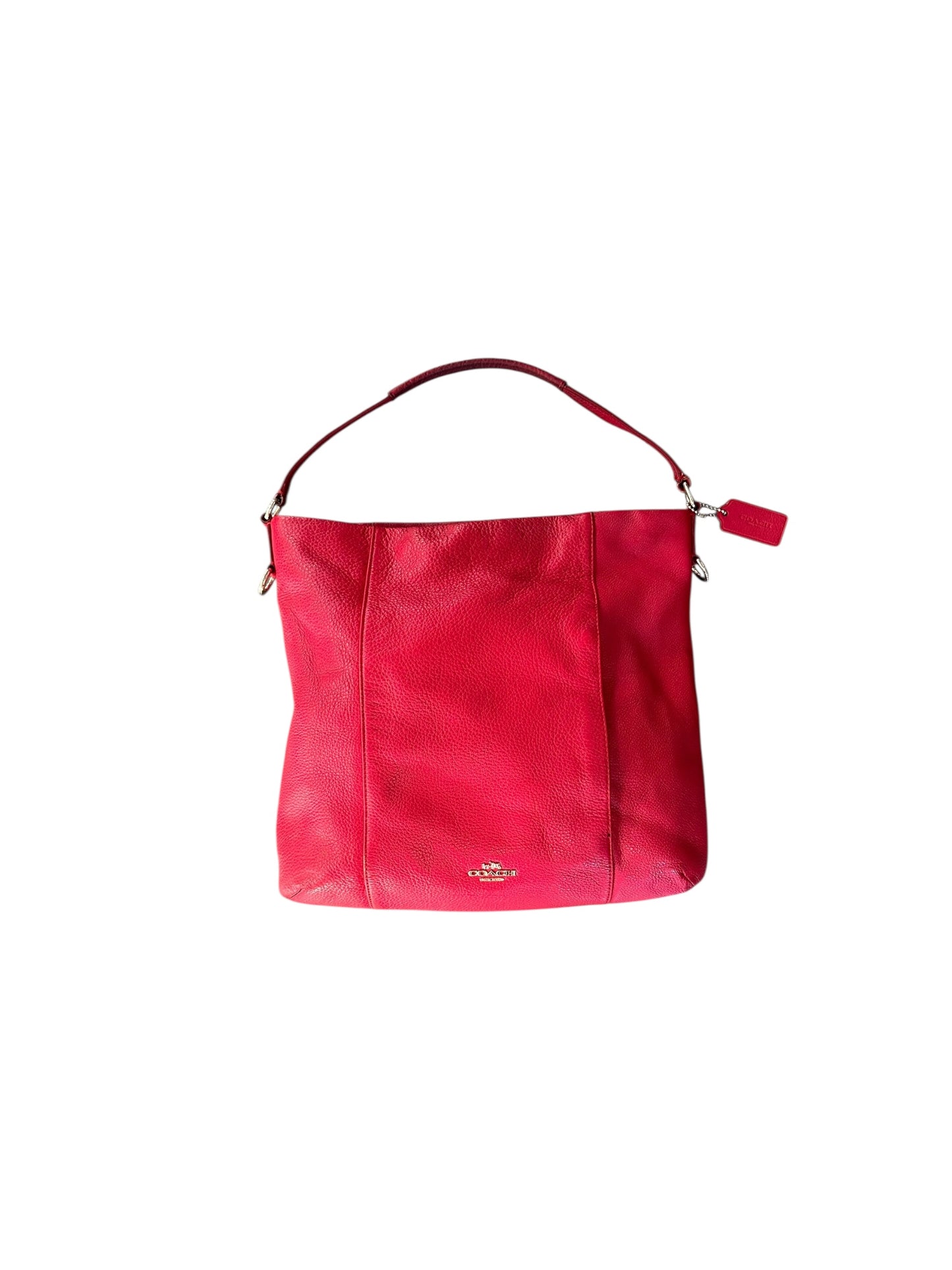 Coach Red Pebbled Leather Slouchy Shoulder Bag