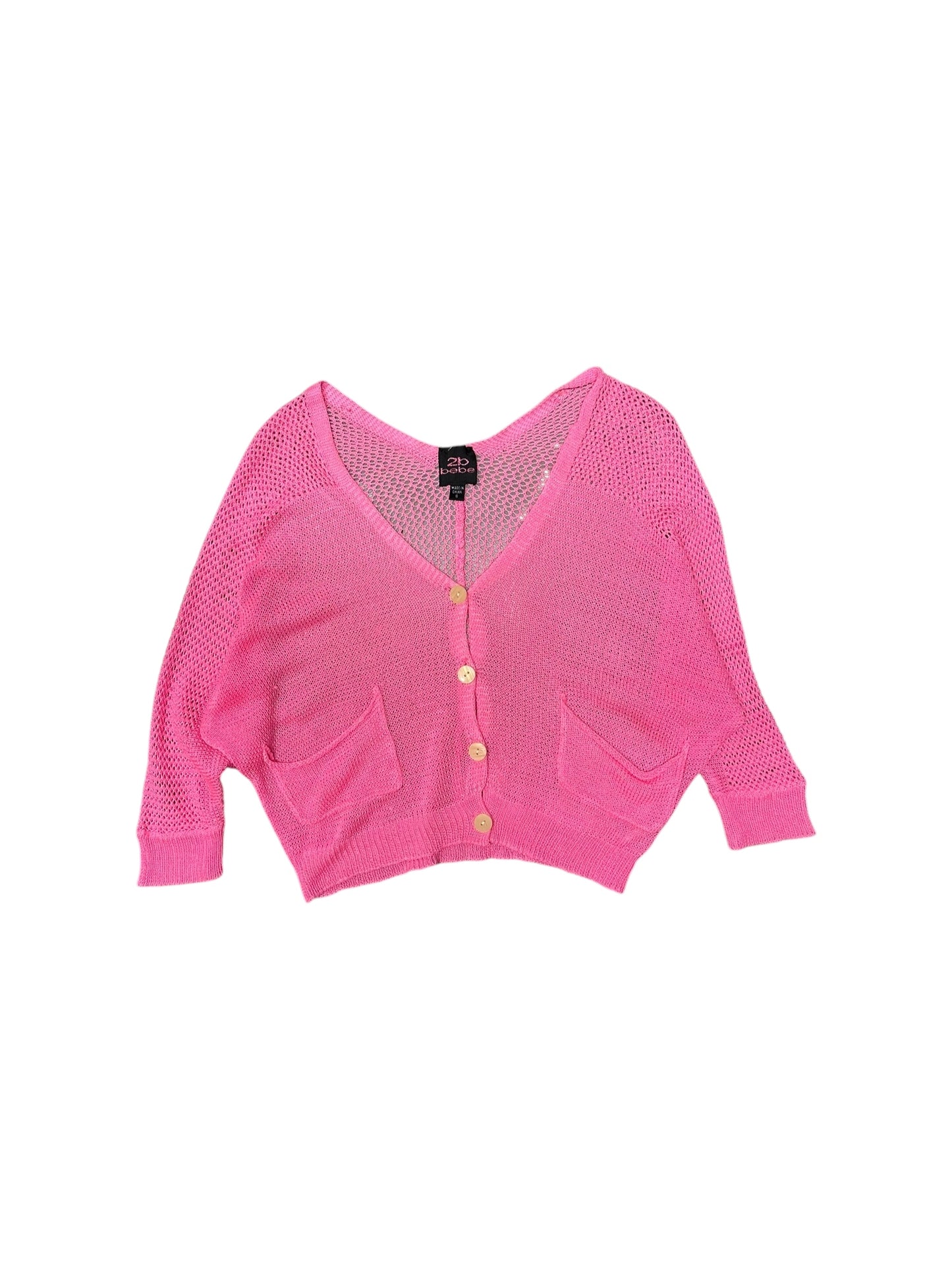 Women’s Cropped Y2K 2b bebe Hot Pink Cardigan