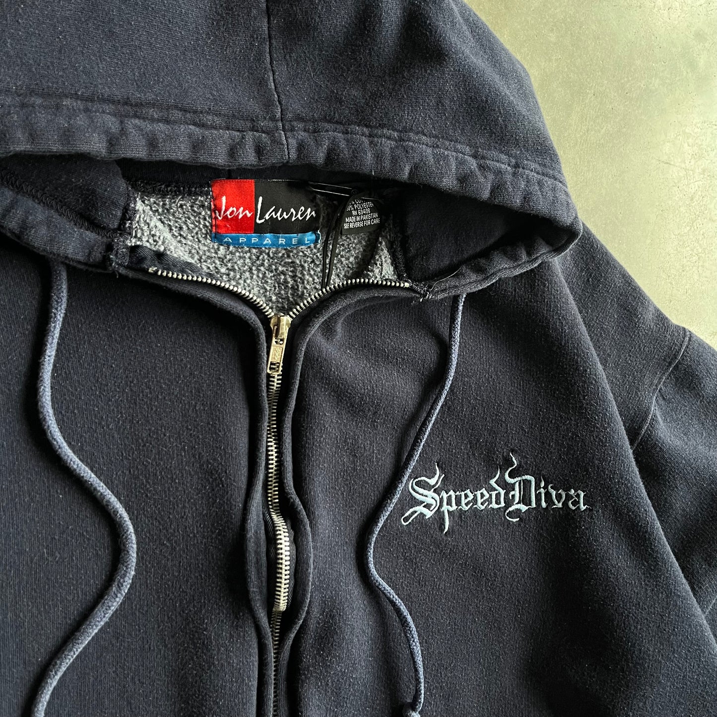 Vintage SpeedDiva Navy Boxy Zip-Up Sweatshirt