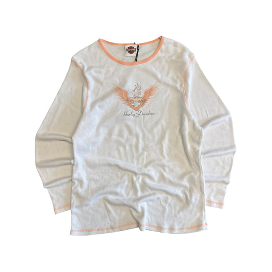 Y2K Women’s Harley Davidson White Thermal Shirt
