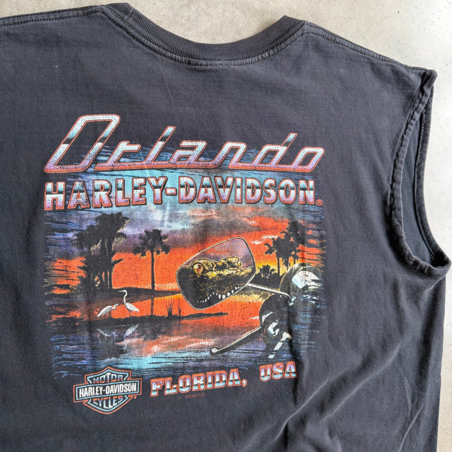 Y2K Harley Davidson Orlando “Live Free Ride Hard” 3D Text Tee