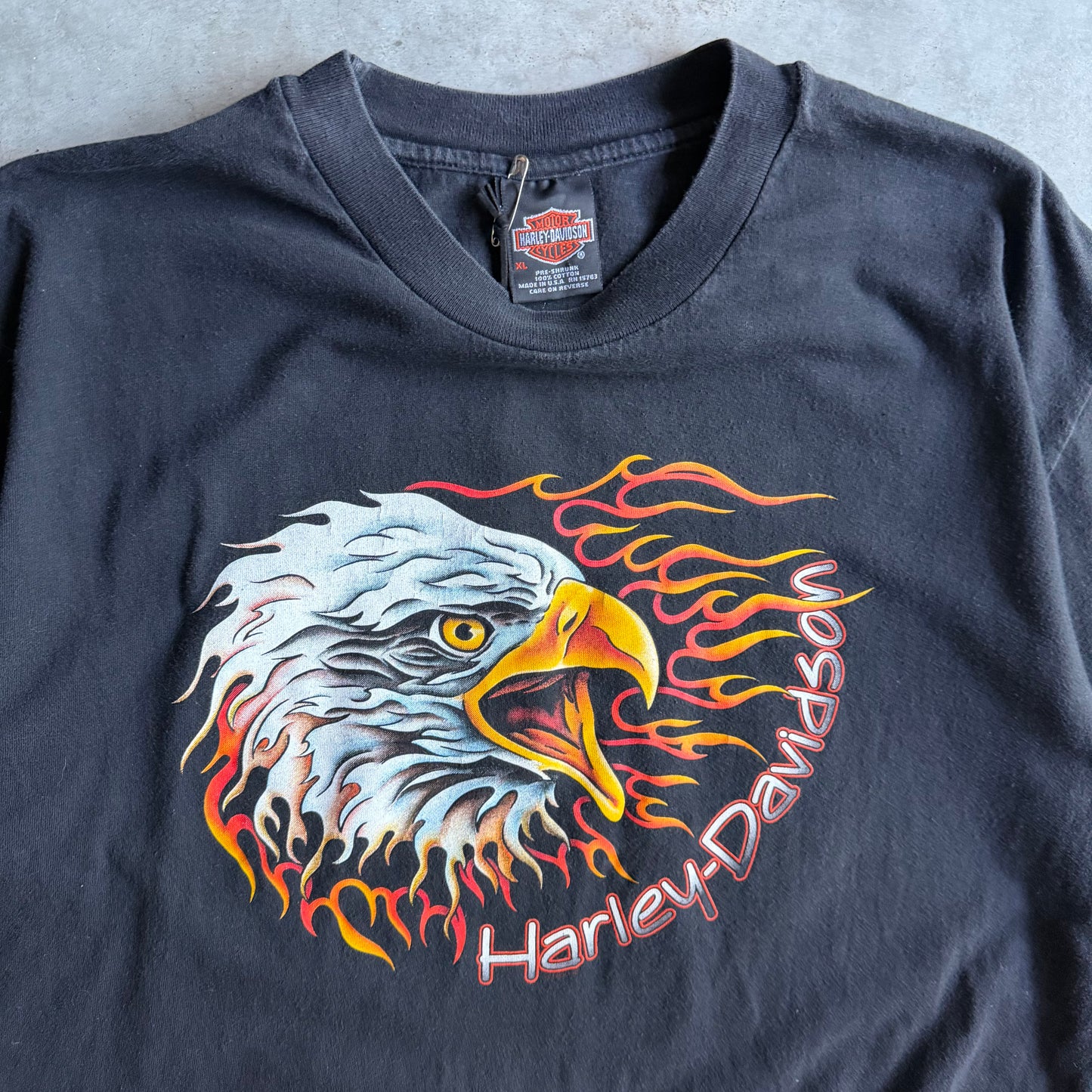 Vintage Ross’ Harley Davidson Flaming Eagle Black Tee