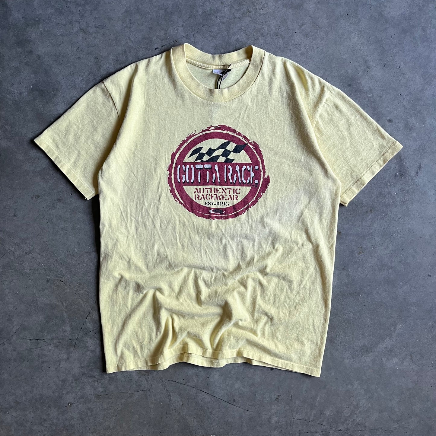 Vintage Gotta Race Dual Big Logo Yellow Tee