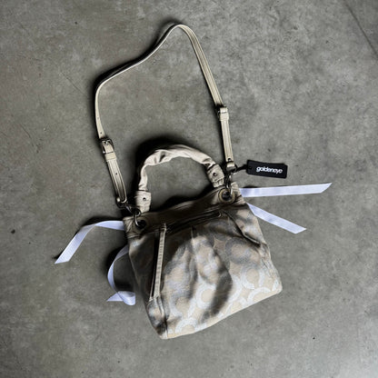 Y2K Coach Parker Silver Op Art Lured Canvas Shoulder Bag