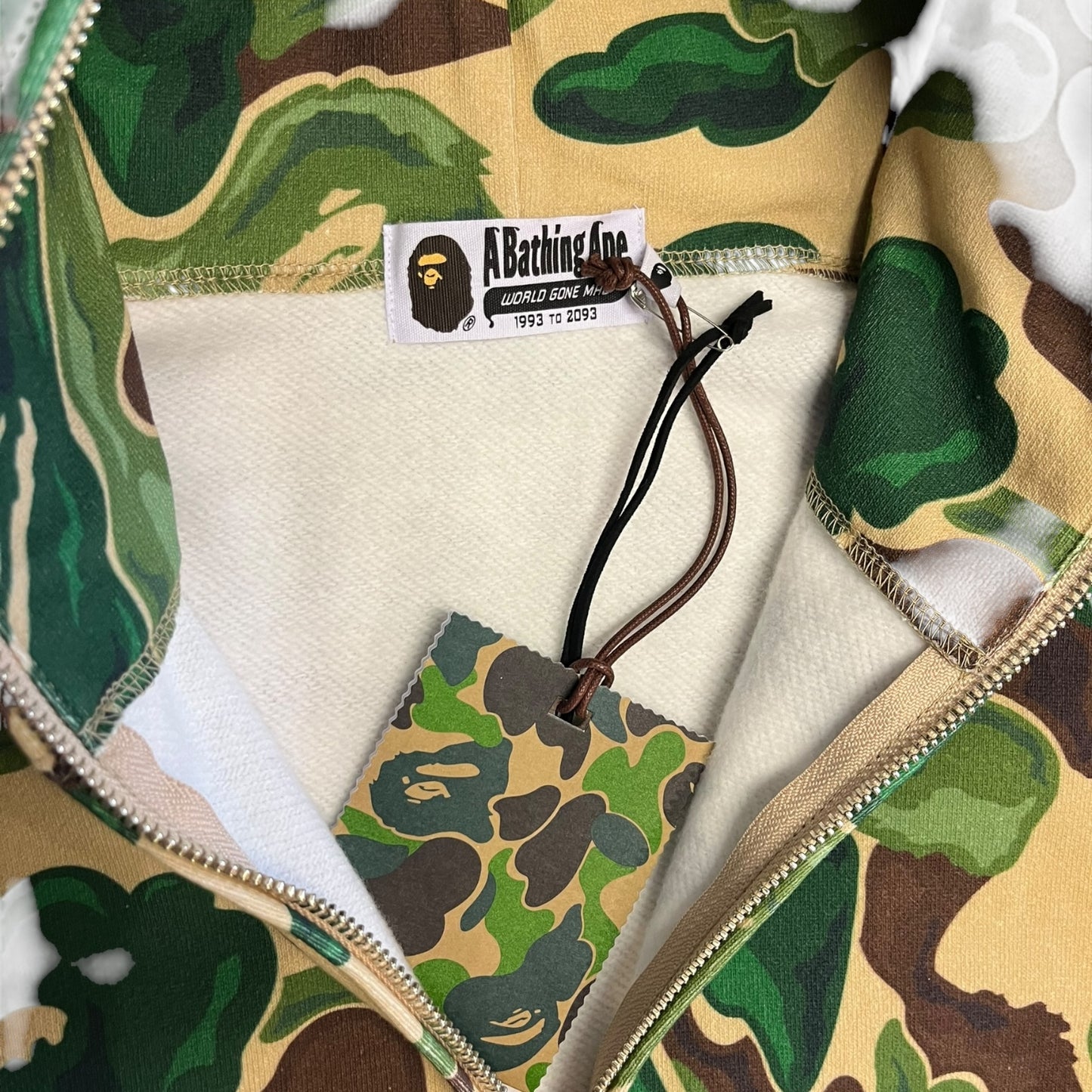 A Bathing Ape Art Green Camo Shark Full Zip Hoodie