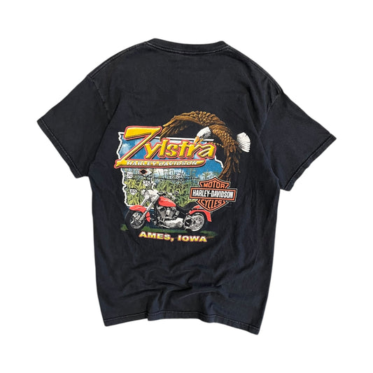 Y2K Harley Davidson Flame Emblem Pocket Tee Zylstra