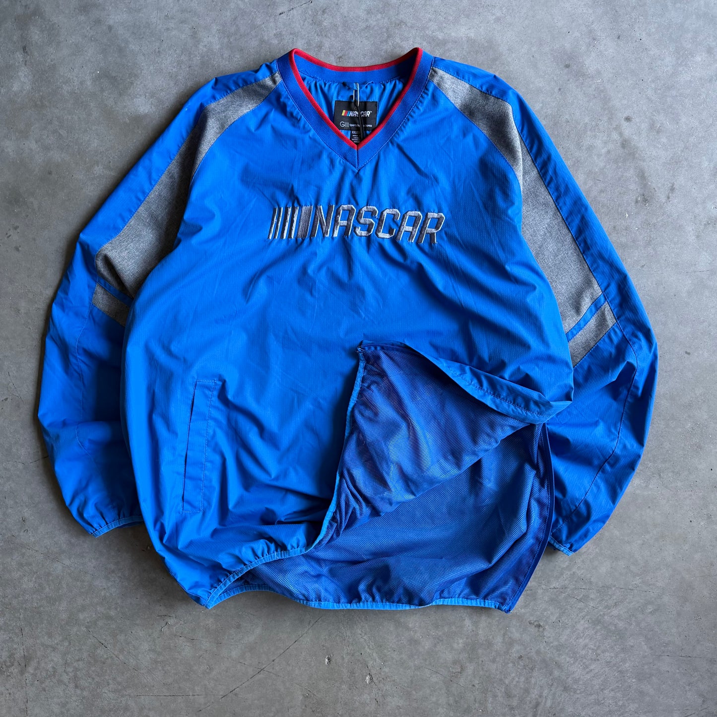 Y2K NASCAR Silver Embroidered Logo Sideline Windbreaker