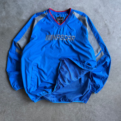 Y2K NASCAR Silver Embroidered Logo Sideline Windbreaker