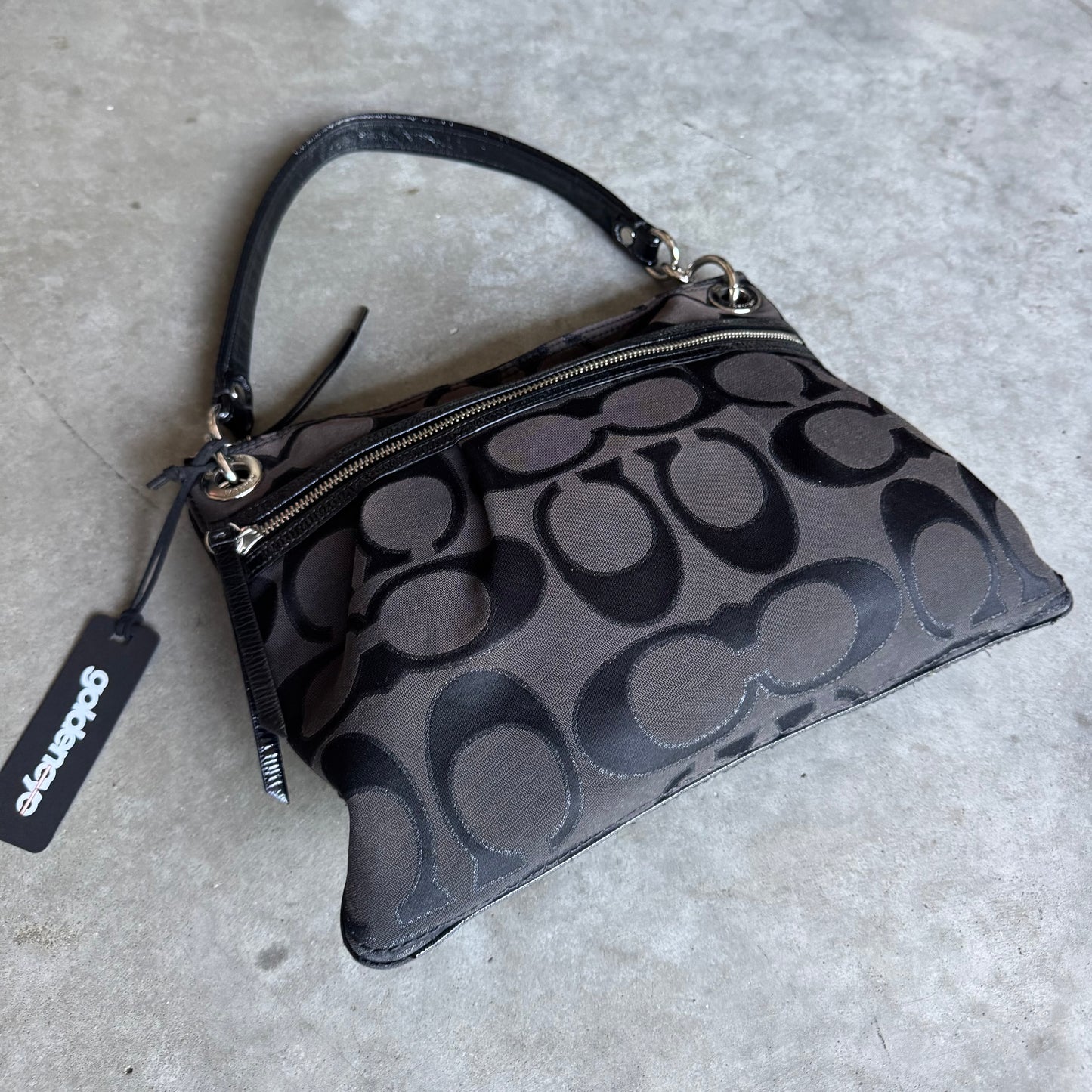 Coach Poppy Signature Shoulder Bag Black/Metallic