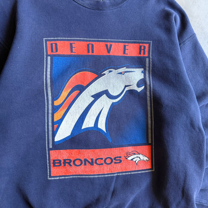 Vintage Denver Broncos Square Print Logo Sweatshirt