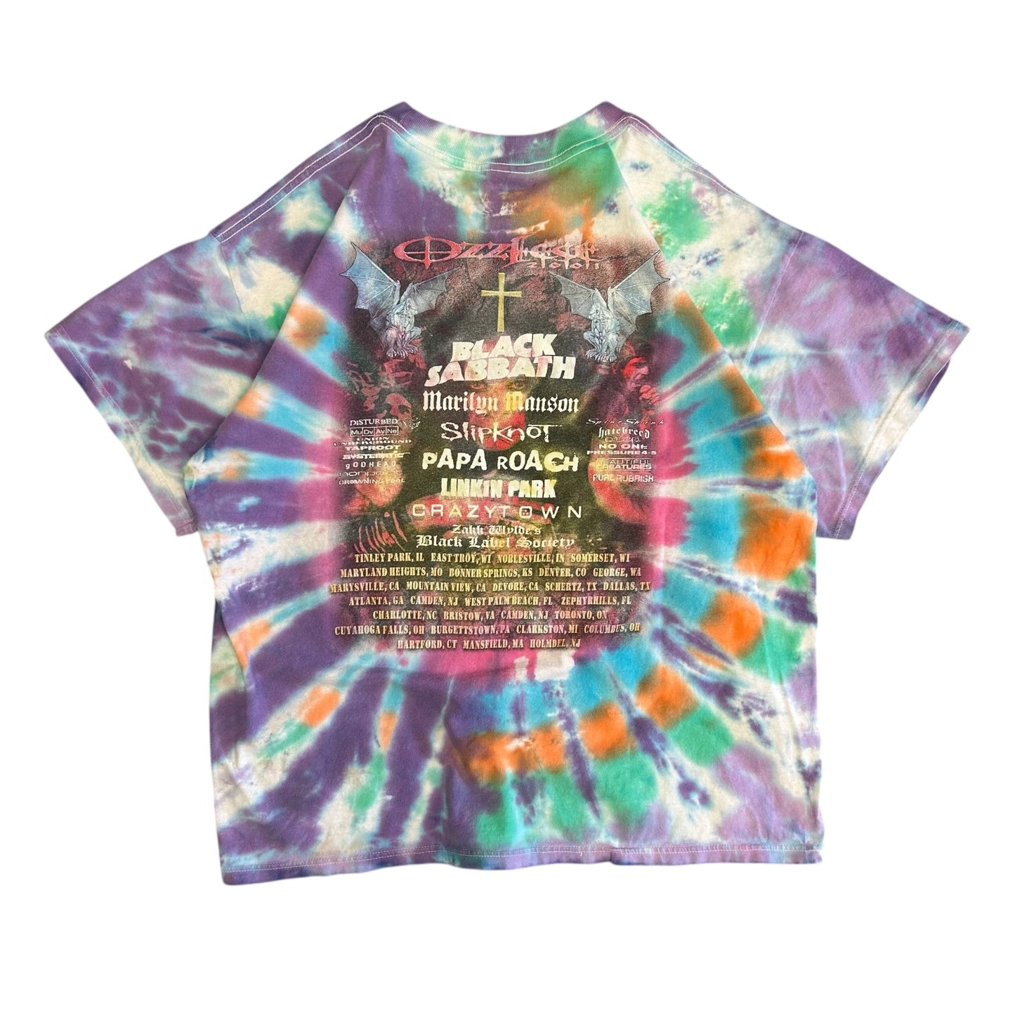 Vintage OzzFest 2001 Faded Tie Dye T Shirt