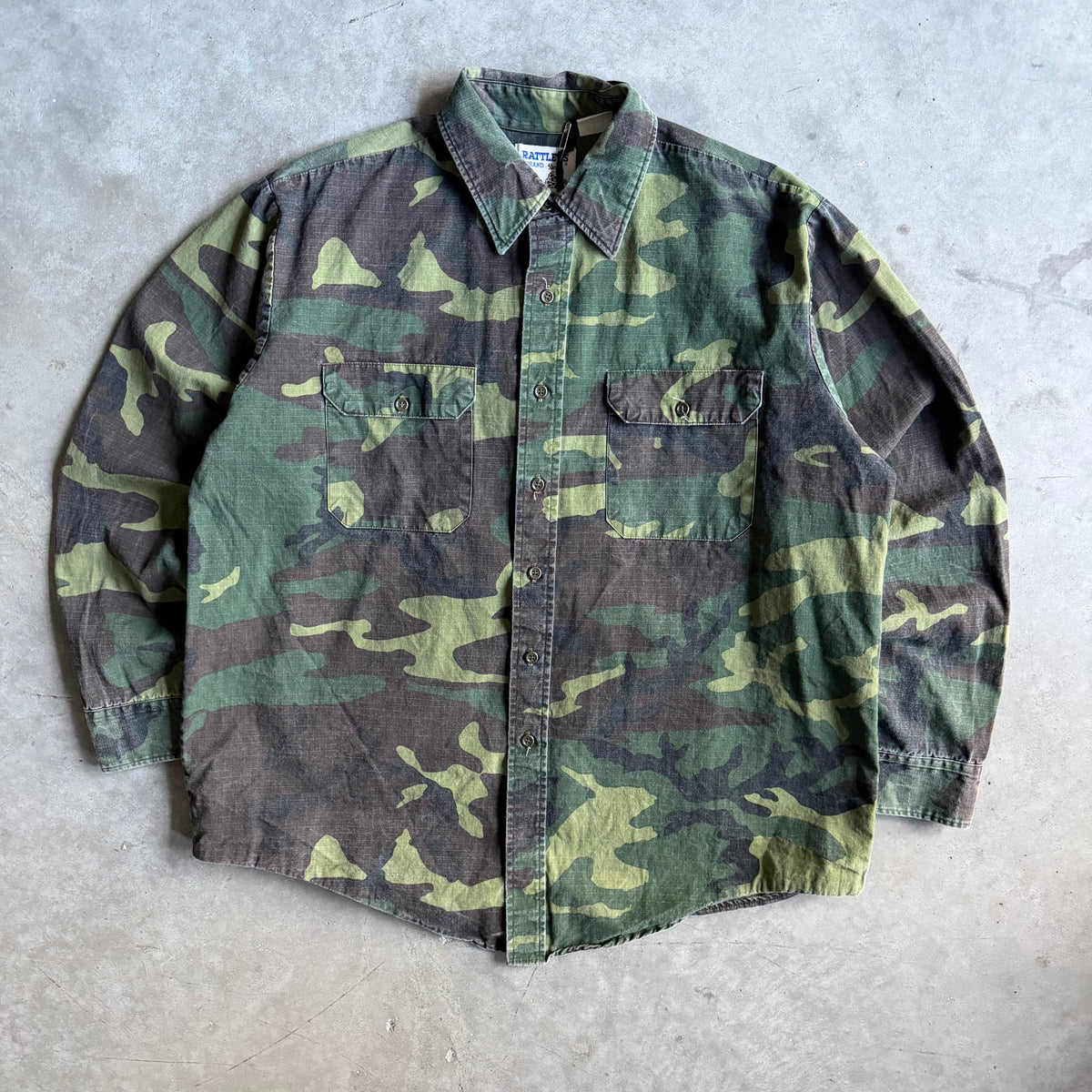 Vintage Rattlers Brand Camo Button Up Shirt
