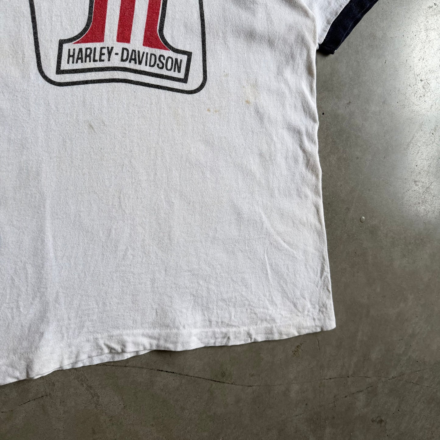 70s Champion Harley Davidson San Diego 1 Logo White Ringer Tee