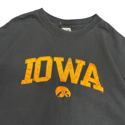 Vintage Iowa Hawkeyes Embroidered Spell Out Black Tee