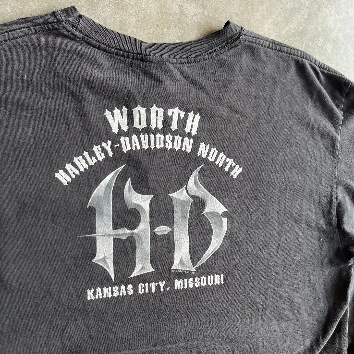 Y2K Harley Davidson Flame Sleeve Pocket T Shirt