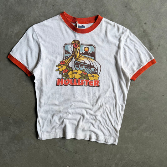Vintage Y2K Hollister Long Haired Surf Girl Ringer Tee