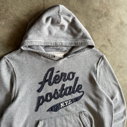 Y2K Aeropostale Script Patch Logo Gray Hodie
