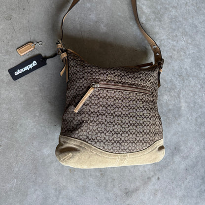 Y2K Coach Jacquard Suede Hobo Shoulder Bag