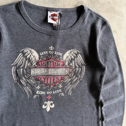 Women’s Harley Davidson Grey Thermal Wing Graphic Long Sleeve