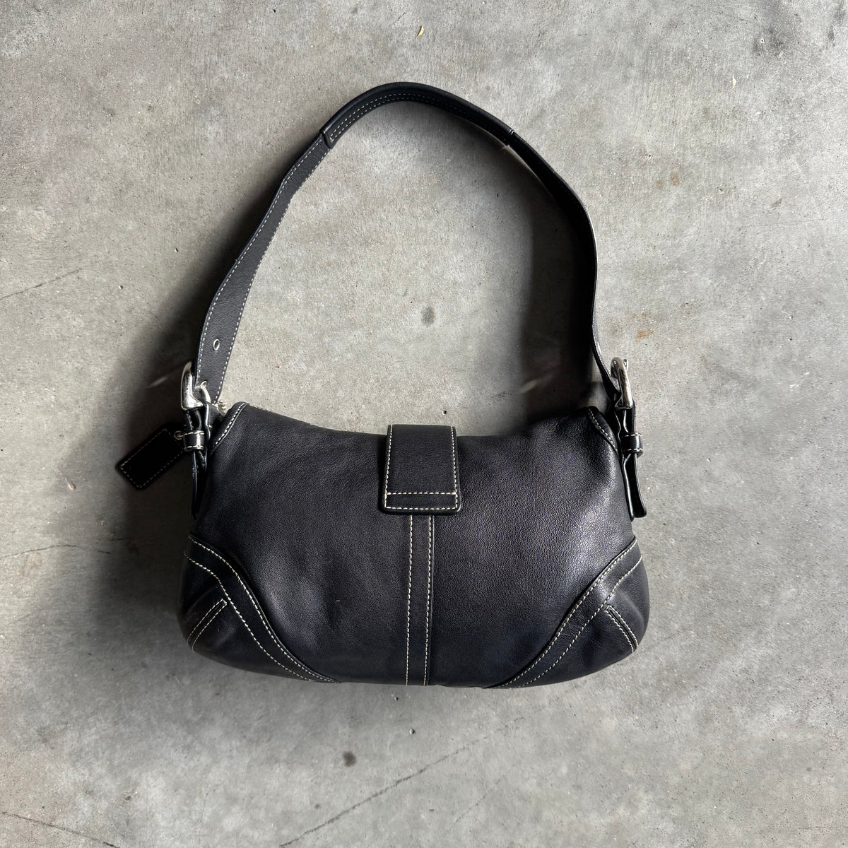 Coach Y2K Black Leather Mini Buckle Flap Soho Bag