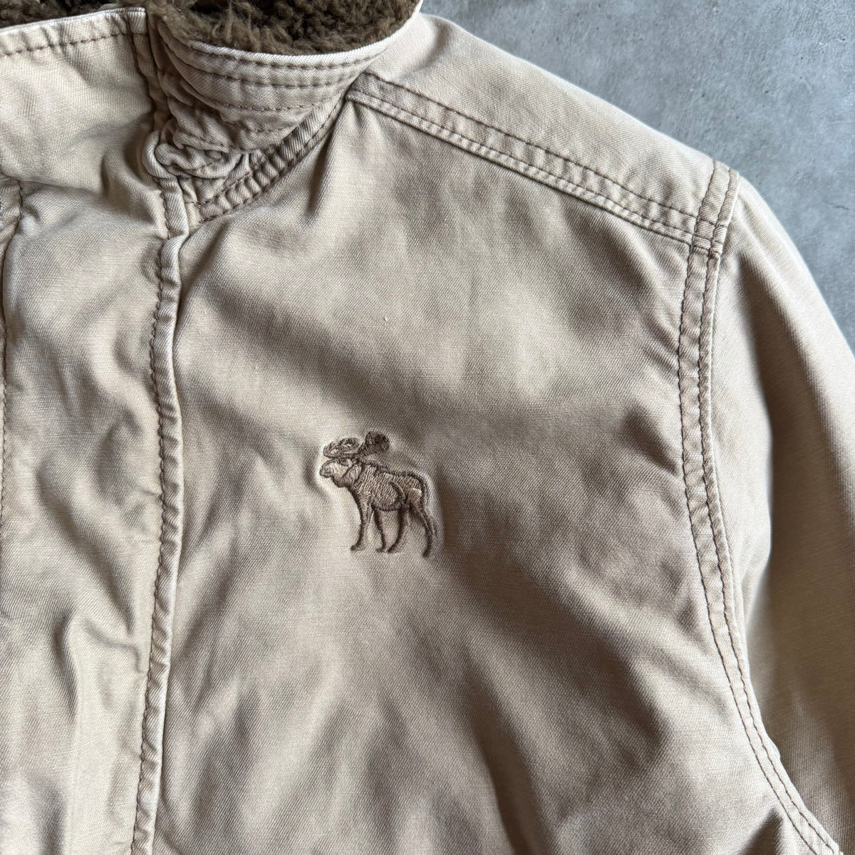 Vintage Abercrombie Fleece Tan Lined Deck Jacket