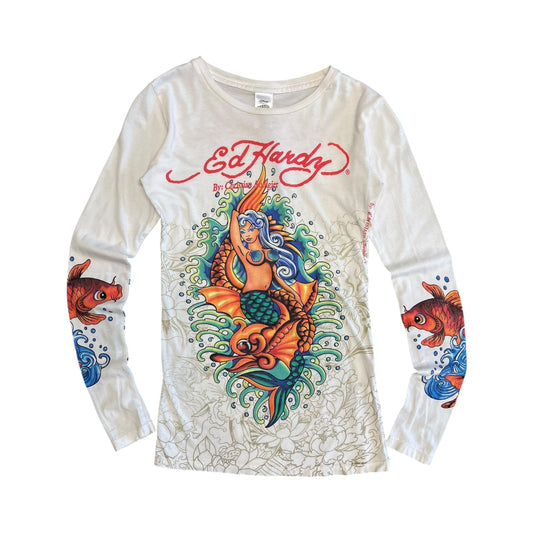 Y2K Women’s Ed Hardy Princess Of The Sea Tattoo L/S Shirt