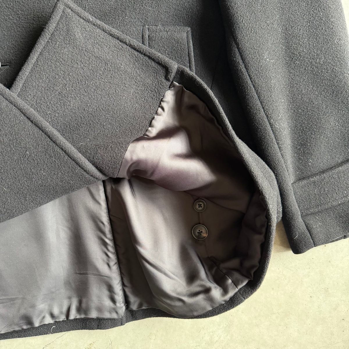 Polo Ralph Lauren Wool Double Breasted Black Pea Coat