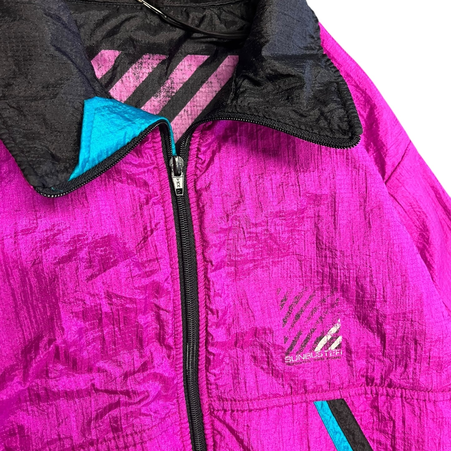 Vintage Sunbuster Pink Teal Black Windbreaker