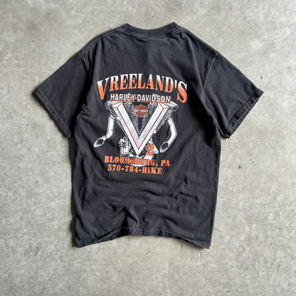 Y2K Harley Davidson Flaming Shield Skull Emblem Tee