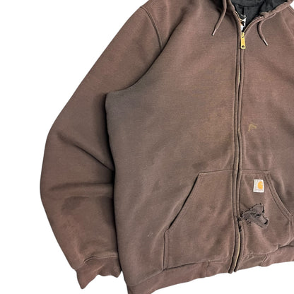 Carhartt Brown Thermal Lined Zip Up Hoodie Thrashed