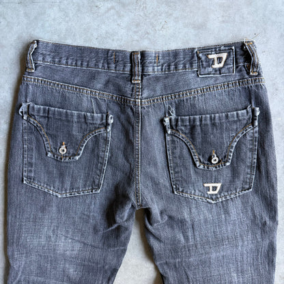 Y2K Diesel Industries Black Washed Straight Fit Jeans