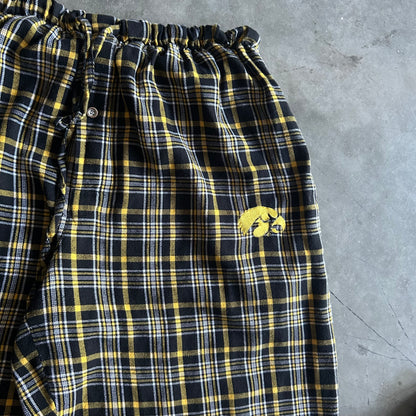 Y2K Iowa Hawkeyes Black & Gold Plaid Pajama Pants