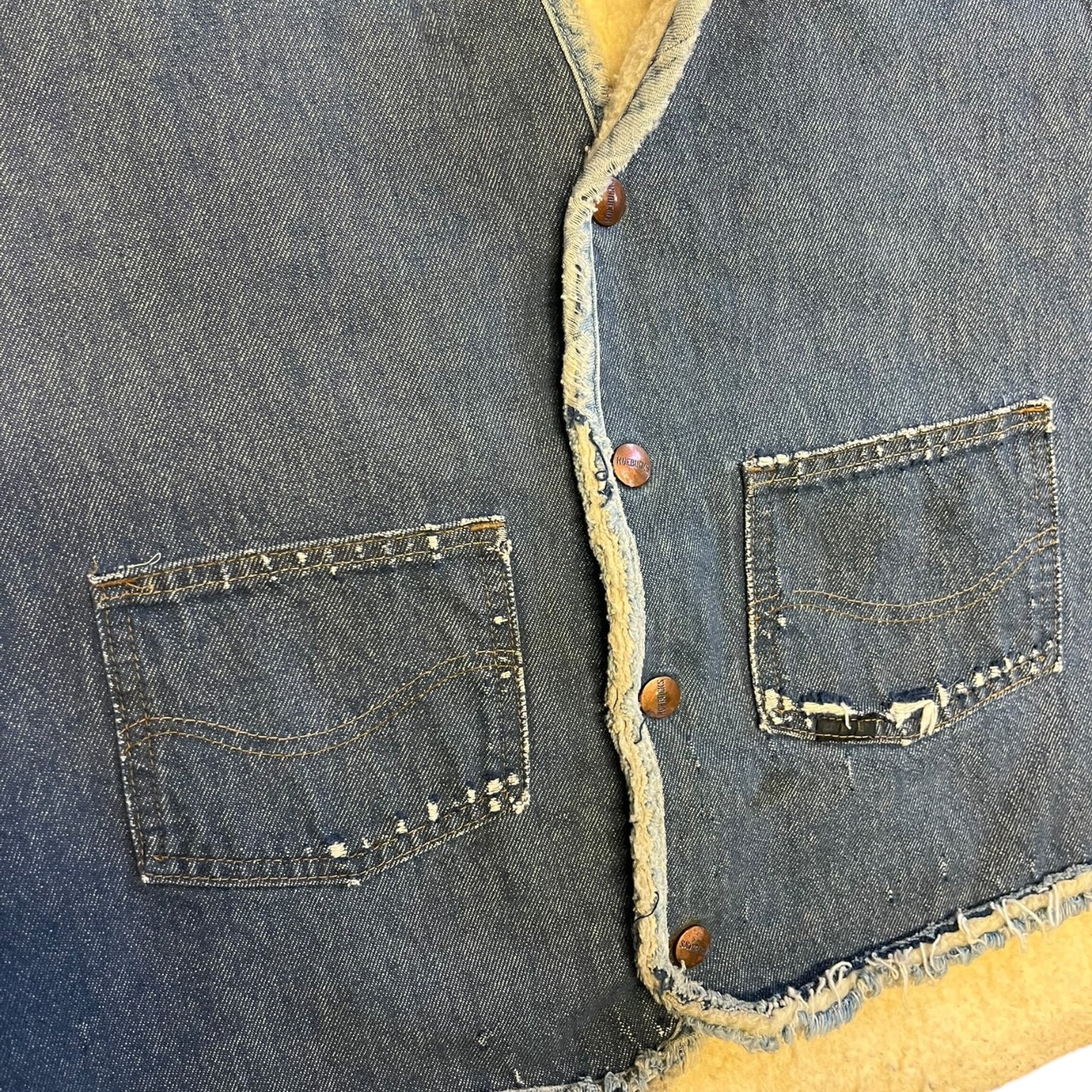 Vintage 60s Sears Robucks Sherpa Lined Demin Vest