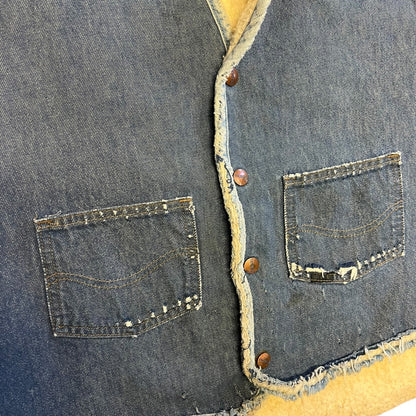 Vintage 60s Sears Robucks Sherpa Lined Demin Vest