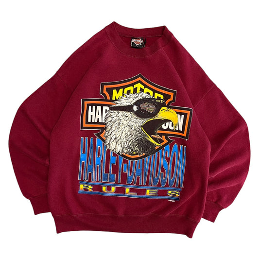 Vintage Harley Davidson Rules Burgundy Crewneck