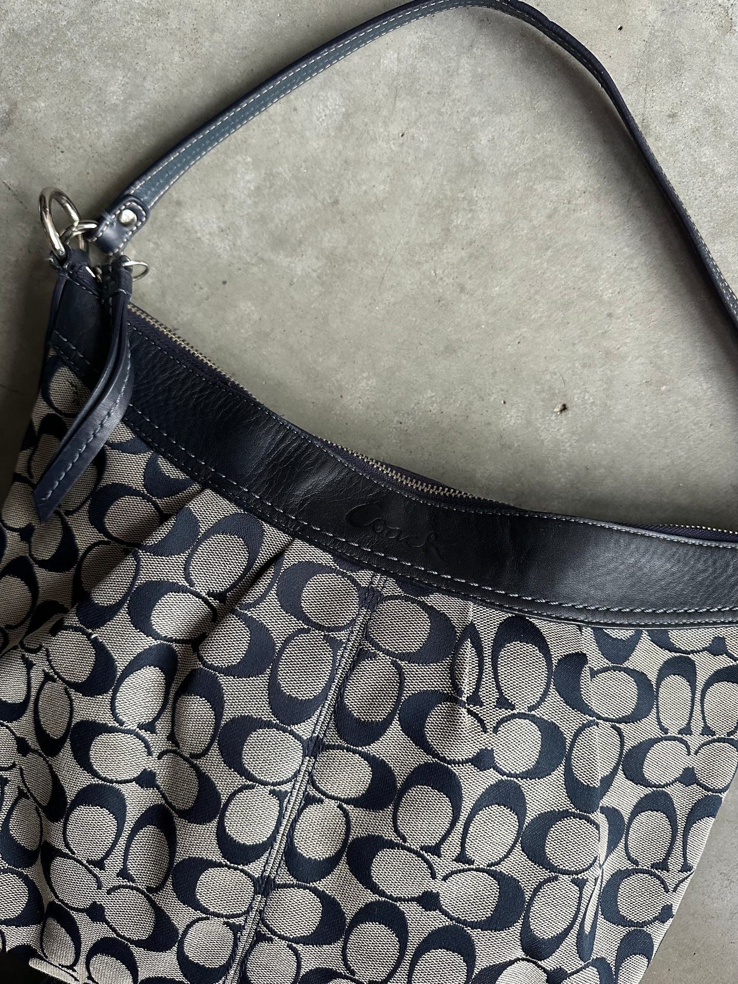 Coach Y2K Navy Blue Signature Ashley Hobo
