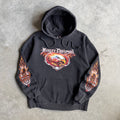 Y2K Harley Davidson Flame Sleeve Eagle Coralville Hoodie