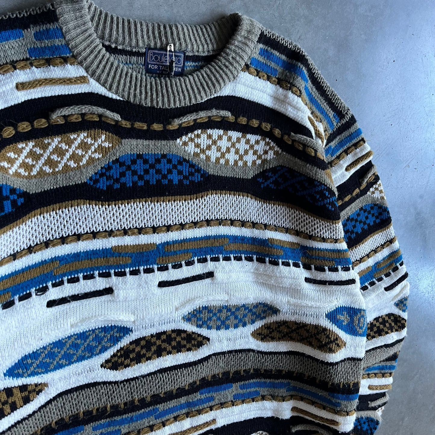 Vintage Boulevard 3D Knit Brown & Blue Sweater