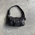 Coach Y2K Black Leather Mini Buckle Flap Soho Bag