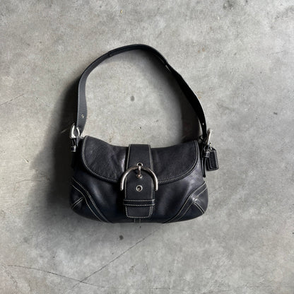 Coach Y2K Black Leather Mini Buckle Flap Soho Bag