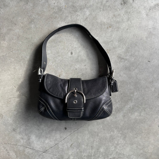 Coach Y2K Black Leather Mini Buckle Flap Soho Bag
