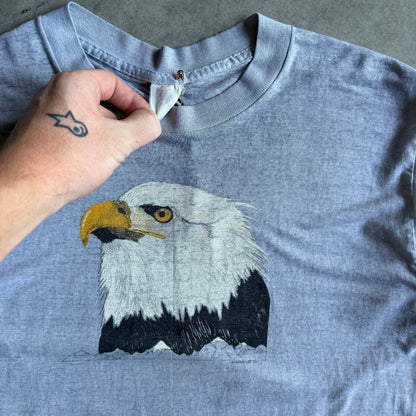 Vintage 1985 Bald Eagle Portrait Gray Slub Tee