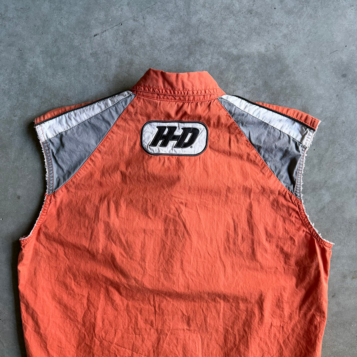 Harley Davidson Cut Off Orange Black Shirt
