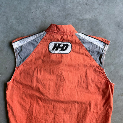 Harley Davidson Cut Off Orange Black Shirt