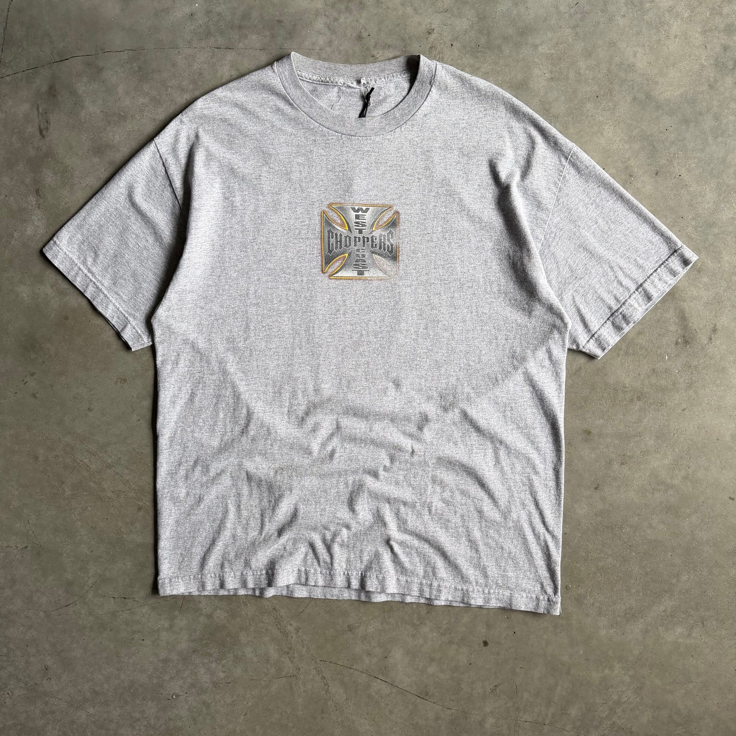 Y2K West Coast Choppers Long Beach Flame Chopper Grey T Shirt