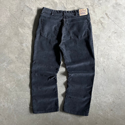 Vintage Plain Pockets Black Corduroy Straight Fit Pants