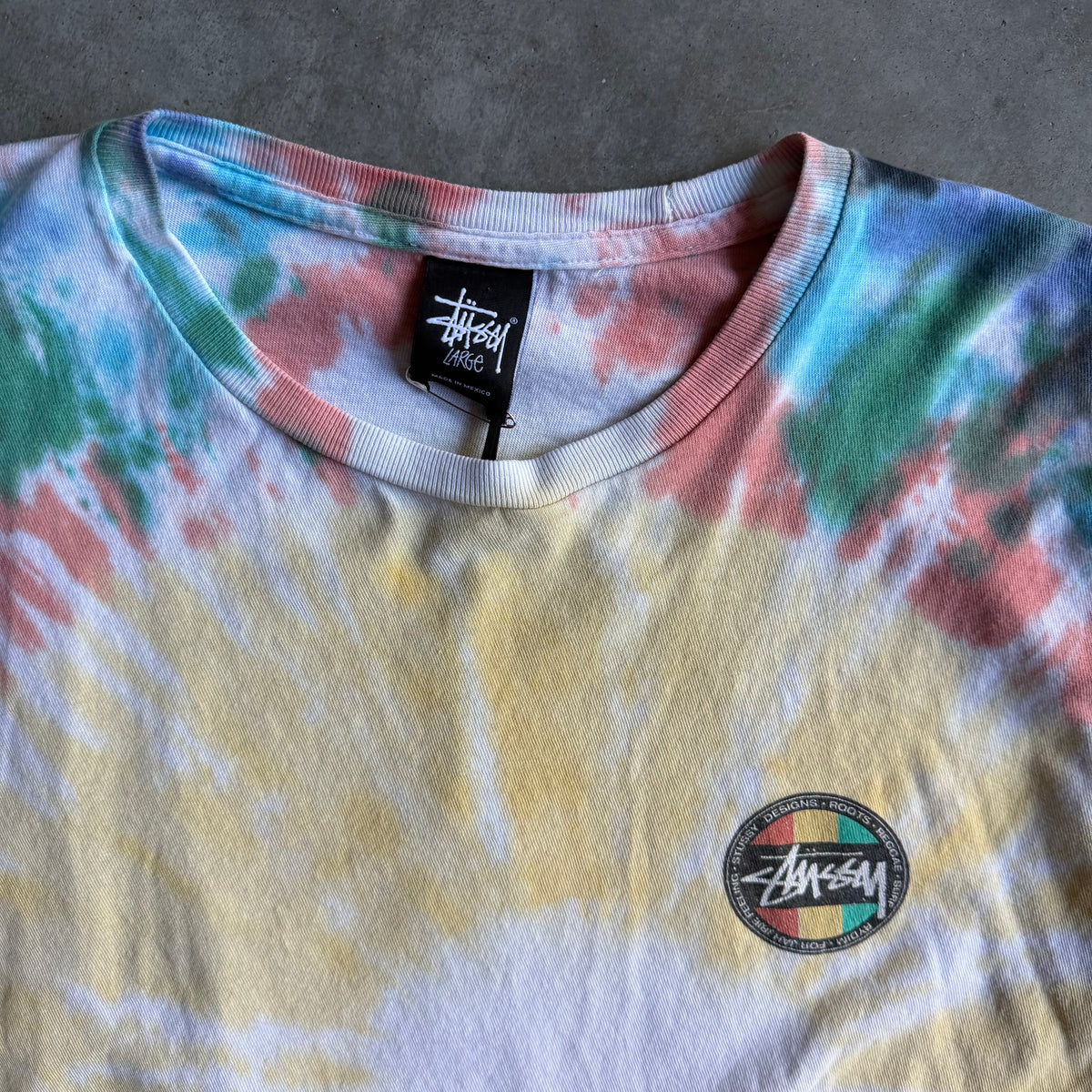 Y2K Stussy Tie Dye Big Back Logo Tee