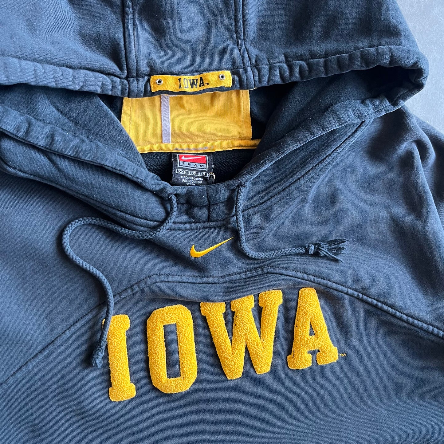 Vintage Iowa Hawkeyes Chenille Nike Center Swoosh Hoodie