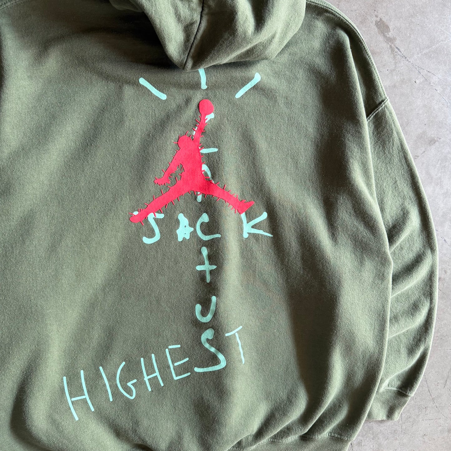 Travis Scott Cactus Jack x Jordan Army Green Logos Hoodie