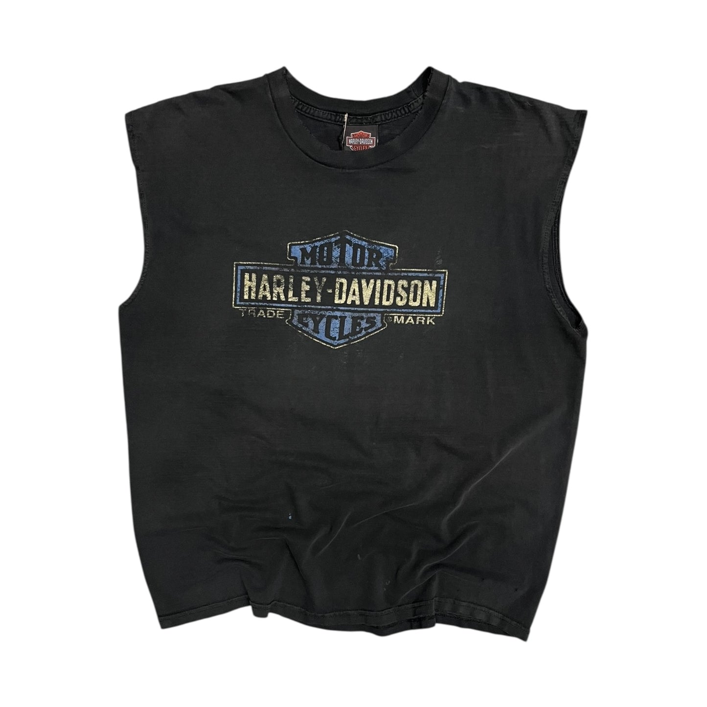 Y2K Harley Davidson Faded Blue Emblem Sleeveless